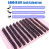 DAODER Eyelash Extension Kit 80D Thick Volume Lash Clusters Wispy 10-16MM Fluffy Lash Extension Kit With Lash Bond and Seal Waterproof Easy to DIY At Home 200pcs(80D Lash Extension Kit)