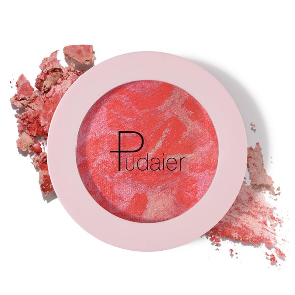 Baked Brighten Blush Powder, Marbleized Blush & Highlighter, Shimmery Powder Blush for Cheeks, Lightweight Creamy Natural Finish, Vegan & Cruelty-free
