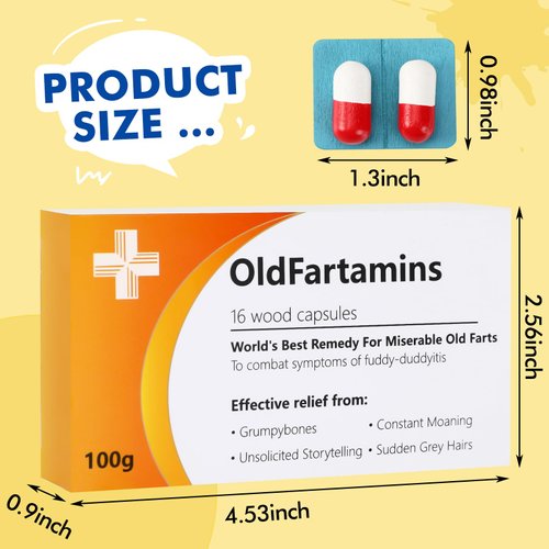 JULEASEL Funny Prank Pill Box, 50th 60th 70th Birthday Gifts for Him, Funny Birthday Gifts for Men, Novelty Joke Birthday Gifts for Father, Gag Pill Gifts for Men, Christmas Gag Gifts (OldFartamins)
