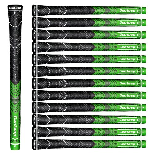 Geoleap Golf Grips Set of 13- Cord Rubber Compound Material, Hybrid Golf Club Grips, All Weather Performance.(Green, Midsize)