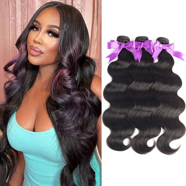 ALLRUN Brazilian Human Hair Body Wave 3 Bundles(20 22 24)10A Hair Weave Human Hair Bundles 100% Unprocessed Body Wave Remy Human Hair Extensions