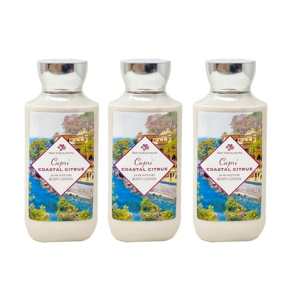 Bath & Body Works Capri Coastal Citrus 24 Hour Moisture Body Lotion 3 Piece Set - 8 fl oz / 236 mL each
