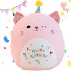 Gudisi Cat Plush Cute Cat Stuffed Animals Soft Birthday Gift Cat Plushie Pillow Decor Pink 8 inch