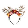 Vivivalue Deer Antler Hair Band Deer Headband with Flowers Antler Hair Hoop Flower Headband for Party Cosplay Costume