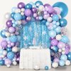 Amandir 162PCS Snow Birthday Party Supplies, Snow Balloon Garland Arch Kit Fringe Curtain Blue Purple Snowflake Confetti Balloons Princess Winter Wonderland Girl Baby Party Decorations