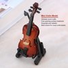 Jeanoko Miniature Violin Model with Stand Case Dollhouse Accessories Mini Musical Instrument Decor Gift Dollhouse Model Home Decoration