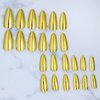 Gold Press on Nails Medium Almond Fake Nail Press ons Chrome Gold False Nails Acrylic Nails Shiny Glossy Full Cover Glue on Nails Stick on Nails for Women Girls 24 Pcs