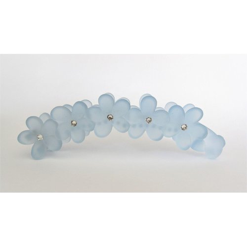 Powder blue frosted flower banana hair claw clips with crystals