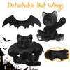 RUODON 10 Inch Black Cat Plush Toy with Bat Wings Stuffed Animal Cat Toy Realistic Kitten Dolls Soft Animal Toys for Halloween Decorations Birthday Gifts