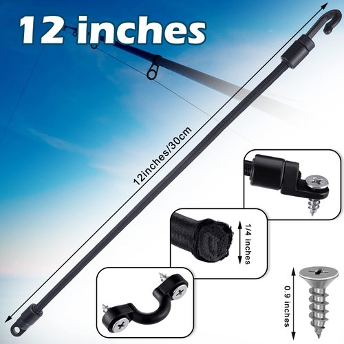 8 Sets Rod Strap Holder Boat Deck Rod Straps Rod Tamer Straps Fishing Rod Hold Down Straps Deck Mount Connector Boat Fishing Rod Straps Deck Mount Straps for Fishing Boat Kayak (18 Inch)