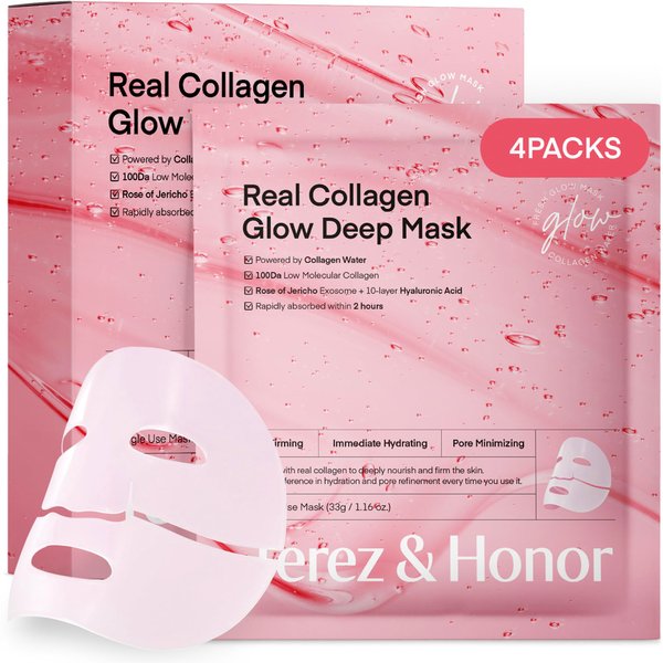 Korean Overnight Collagen Face Mask: Glass Skin Face Mask for Deep Moisturizing, Firming, Glowing – Smallest Molecular Bio Collagen Sleeping Sheet Mask for Glass Glow, Gentle on Sensitive Skin