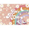 Let's Roll Theme Backdrop Groovy Rainbow Roller Skate Photography Backgroud Lets Roll Skate Party Decors for Roller Skate Girl Birthday Party Decorations Cake Table Banner (7x5ft)