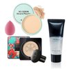 Mushroom Head Air Cushion CC Cream Full Coverage Liquid Foundation,Oil Control Concealer Lasting Moisturizing BB Cream,Loose Setting Face Powder Moisturizer Base Primer Makeup with Makeup Sponge