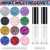 12 Jars of Cosmetic Chunky Glitter Shimmer Body Face Hair Eye Party Beauty Makeup Temporary Tattoos 12 Colors (96g/3.38oz) + Quick Dry Glitter Glue(10ml)