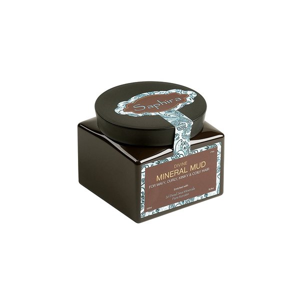 Saphira Divine Mineral Mud for Curly and Wavy Hair, Hair Moisturizer and Deep Conditioning Hair Mask for Shine and Bounce, Sulfate-Free, Paraben-Free, Vegan, 16.9 Ounce, Original Packaging