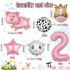 19 PCS Farm Animal Theme Party Balloons, Farm Cow Print Sheep Pig Donkey Mylar Foil Balloons Baby Shower Boy Girl 2nd Birthday Party Decor Supplies (2nd)