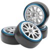 HIRCQOO 1/10 RC Hard Plastic Drift Tires & Wheel Rims 12mm Hex 10-Spoke Compatible with HSP HPI Tamiya TT01 TT02 Kyosho Traxxas 4-Tec 2.0 Himoto Redcat Racing 1/10 On-Road RC Drift Drifting Car
