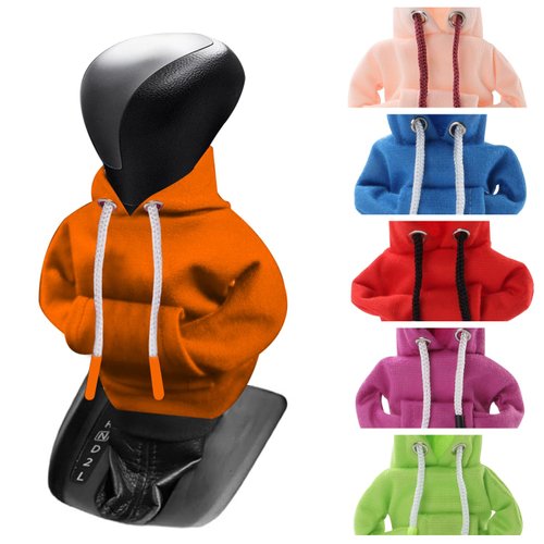 Teguangmei Gear Shift Cover, Car Shift Knob Cover Hoodie, Gearshift Decorations Shifter Stick Protector (Orange)