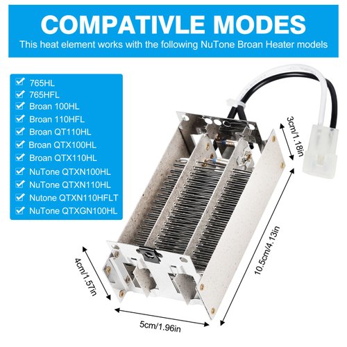 Upgrade S97020888 Heater Element Nu tone Replacement Parts Compatible With Nutone Heater Element, Nu tone bathroom fan replacement parts S97020888, 120V 1500W Heating Element Parts for Heater Fan Ligh