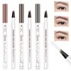 Eyebrow Pencil, 4 Tip Microblade Eyebrow Pen, Liquid Eyebrow Pen, 3D Waterproof Brow Pencil with Micro-Fork Tip, Long-Lasting Natural 4 Tip Brow Pen (Gray)