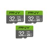 PNY 32GB Elite Class 10 U1 microSDHC Flash Memory Card 3-Pack - 100MB/s, Class 10, U1, Full HD, UHS-I, micro SD