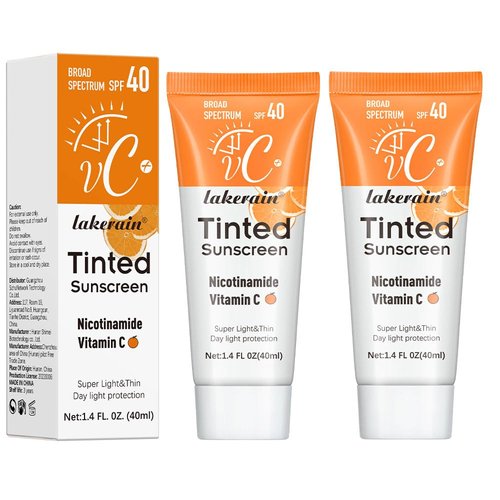 Tinted Sunscreen for Face SPF 40 | Universal Protector Solar Con Color | Face Sunscreen Moisturizer Hydrating Sun Essence | No Sticky Travel Size Sunscreen Vitamin C Face Moisturizer for Women 2PCS