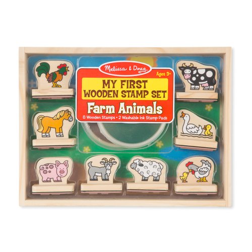 Melissa & Doug My First Wooden Stamp Set - Farm Animals - Art Projects, With Washable Ink, Farm Themed Wooden Stamps For Kids Ages 4+