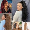 ISIGROSI Curly Ponytail Extension 26” Black Curly Drawstring Ponytail for Black Women Synthetic Heat Resistant Pony Tails Hair Extensions Drawstring Ponytail Hairpieces for Women Daily Use-Black