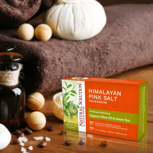 Himalayan Pink Salt Body Soap, Moisturizing and Hydrating with Olive Oil & Green Tea, Soap Bar - 1 Piece