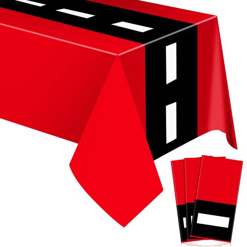 Irenare Car Birthday Party Supplies Racing Party Decorations Road Tablecloth Racetrack Table Runner Table Covers for Kids Boy Car Theme Birthday Party, 54 x 108 Inch (Red,3 Sheets)