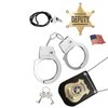 Police Badge Police Pretend Play Toy Set for Metal Handcuffs with Key American Flag Waving Lapel Pins Whistle Halloween NYPD Police Deputy Badge Dress Up Pretend Play Accessory Black