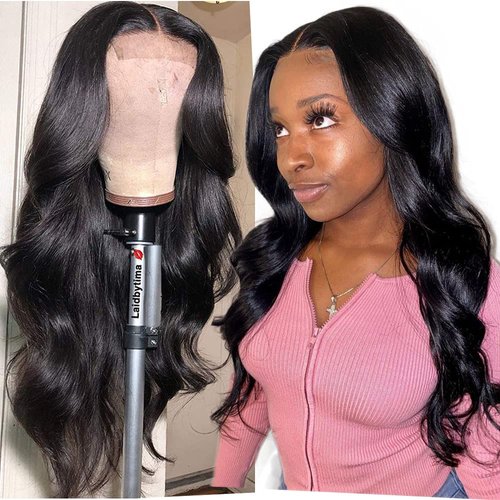 CHEEON Body Wave Lace Front Wig Human Hair Pre Plucked 13x4 HD Lace Frontal Wigs Human Hair with Baby Hair Human Hair Lace Front Wigs for Black Women Natural Color(18Inch)