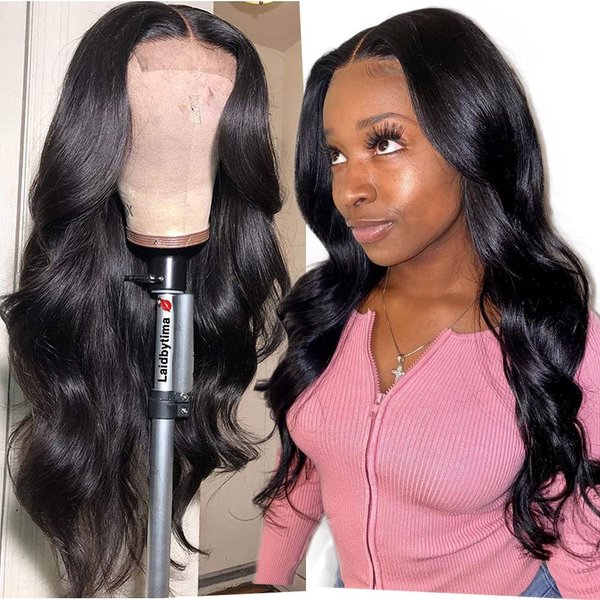 CHEEON Body Wave Lace Front Wig Human Hair Pre Plucked 13x4 HD Lace Frontal Wigs Human Hair with Baby Hair Human Hair Lace Front Wigs for Black Women Natural Color(18Inch)