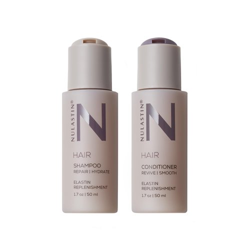 NULASTIN HAIR Travel Shampoo and Conditioner Set for Thicker, Fuller, Silkier Looking Hair - With Proteins and Peptides - Smooth, Repair & Revive Hair - Sulfate-Free (2 Count, 1.7 Fl Oz Each)