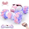 Powerextra Gesture Sensing Rc Stunt Car with Light & Music for Girls, 4WD Hand Controlled Double Sided 360° Flips Off Road Transform Remote Control Car with LED Light, Toy Gift for Age 8+ Kids, Pink