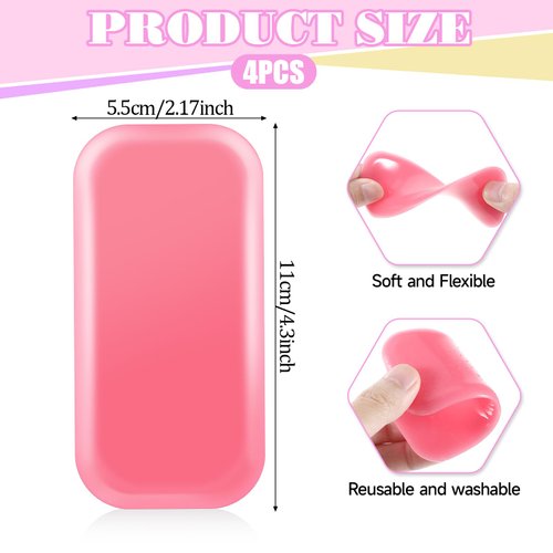 cobee Silicone False Eyelash Holder Pads for Eyelash Extensions Loose Lash, 4 Pcs Reusable Sticky Washable Gasket Pallet for Women and Lash Extension Supplies Tools(Pink)