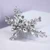 Teyglen Women Dainty Simple Full Rhinestones Bride Wedding Hair Comb Silver Teardrop Rhinestones Bridal Side Hair Combs Luxurious Hair Accessories for Women Bride Girls