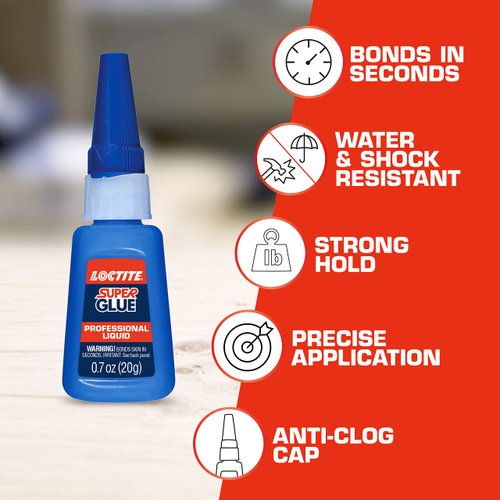 Loctite Super Glue Liquid Professional, Clear Superglue for Plastic, Wood, Metal, Crafts, & Repair, Cyanoacrylate Adhesive Instant Glue, Quick Dry - 0.7 fl oz Bottle, Pack of 2