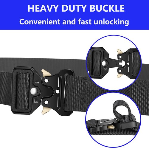 Ginwee 3-Pack Military Style Tactical Belts for Men, Quick-Release Metal Buckle with Molle Key Ring Holder