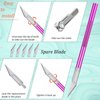 3 Pieces French Nail Trimmer Smile Line Cutter Edge Trimmer Stainless Steel French Tip Cutters Manicure DIY Plate Module with Handles French Tip Cutting Knife 5 Spare Blades for Nail (Rainbow Color)