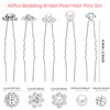 40 Pack Wedding Pearl Hair Pins for Bridal, Silver Pearl Rhinestone Hair Pins Wedding Hair Decorations Accessories for Brides Bridesmaids Women Girls