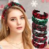 KizBruo 6PCs Christmas Knotted Plaid Headbands Fashion Vintage Turban Green Hair Band Retro Wide St. Patrick's Day Headband for Women Girl Christmas Hair Accessories (D-6PCs)