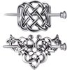 2 Pcs Women Girl Viking Celtic Knots Clips Hairpin Alloy Hair Stick Accessories For Long Hair Slide Pin Hairstick Knot Jewelry Gift (Silver)