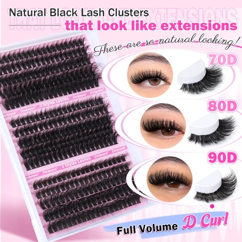 Fluffy Lash Extension Mink Thick Cluster Eyelash Extensions 10-18mm Lash Clusters Individual Lash Extensions DIY Clusters Lashes Extension at Home by Focipeysa (300pcs-70P+80P+90P 10-18mm)
