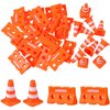 Gadpiparty 24pcs Mini Traffic Cones Plastic Fence Roadblock Signs Playset Construction Road Cones Tiny Marker Cones Roadblock Cone Models Educational Plaything for Kids