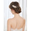 Handmade Ceramic Flower Wedding Hair Accessories for Women Rhinestone Pearl Gold Alloy Leaf Wedding Hair Comb Bridal Jewelry Trendy Wedding Headpiece for Bride