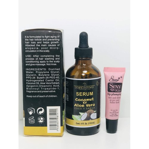 LYHB Dominican Power Coconut & Aloe Vera Restructuring Drops 118ml4 fl oz - Free Starry Lip Plumping Gloss 10 ml, 120ml4 Fl Oz