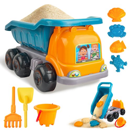 SMILESSKIDDO Beach Toys - Beach Dump Truck Kids Sand Toys with Sand Truck,Beach Bucket,Sand Shovel,Sand Molds,Toddler Beach Toys - Sandbox Toys Beach Toys for Toddlers 1-3,Gardening Toys