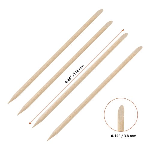 LEXININ 1000 PCS 4.5 Inch Wood Cuticle Pusher, Double Heads Wooden Cuticle Sticks, Wood Orange Nail Sticks for Manicure Pedicure
