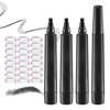 3Pcs Eyebrow Tattoo Pen,Waterproof 4 Point Eyebrow Makeup Pencil,Microblading Eye Brow Pencils for Women,Lasting Smudge-proof Highly Pigmented Brow Pen with 24Pcs Eyebrow Stencils(Black)
